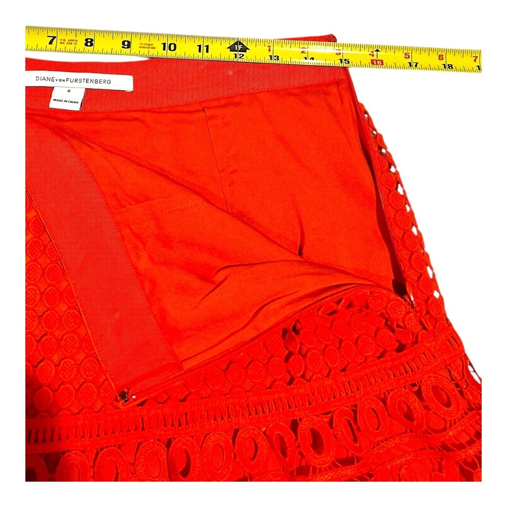 Diane von Furstenberg Tatiana Lace Skirt Womens Orange Size 8‎ - Picture 10 of 13